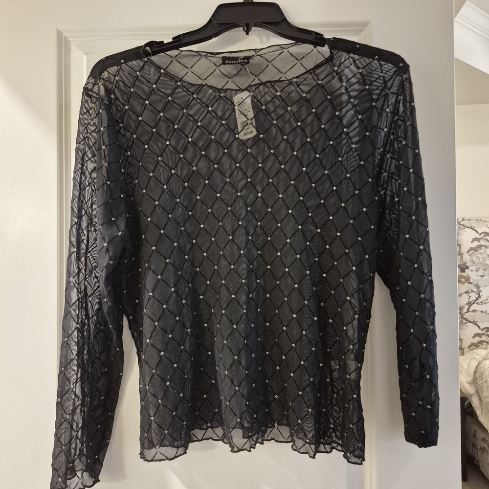 Elegant Black Sheer Women's Top